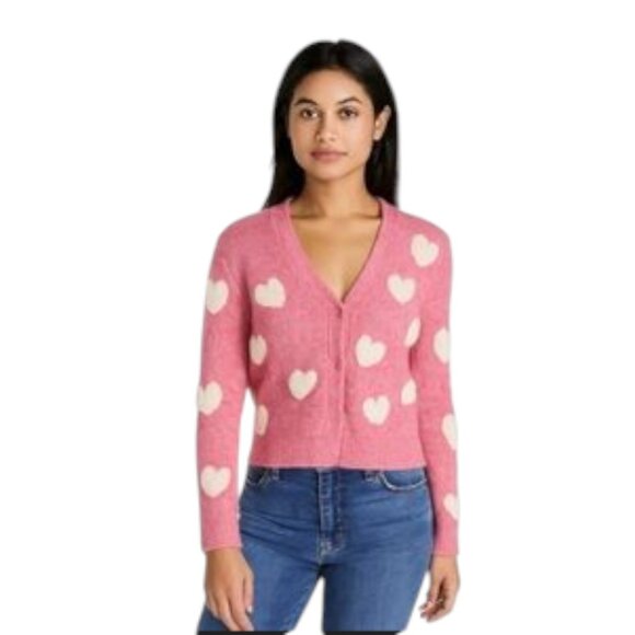 CUPCAKES AND CASHMERE HEART PATTERN CARDIGAN SWEATER - Picture 3 of 3